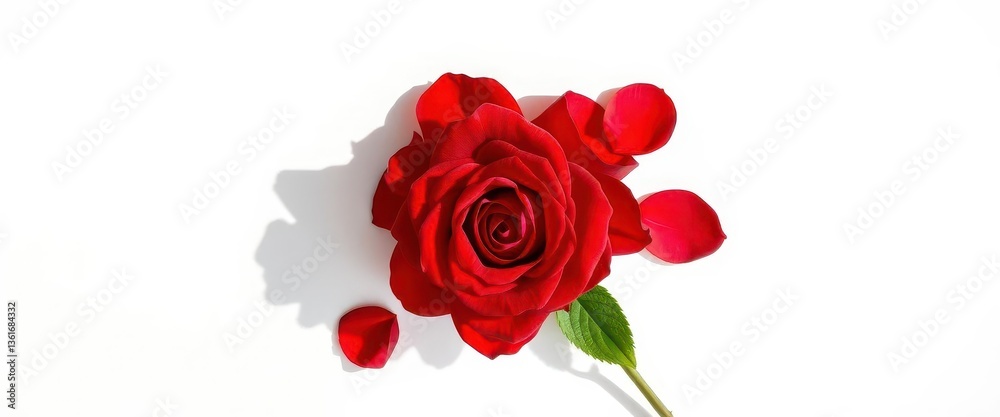 Red rose bouquet shadow on white canvas, petals artfully arranged, botanical, flower Red rose bouquet shadow on white canvas, petals artfully arranged, botanical, flower