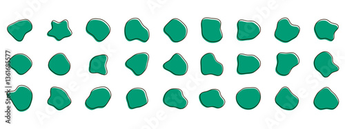 Organic colorful blob shapes. Round abstract organic shape collection. Pebble, drops and stone silhouettes. Random abstract liquid organic irregular blotch shapes.