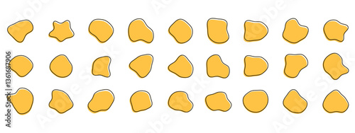 Organic colorful blob shapes. Round abstract organic shape collection. Pebble, drops and stone silhouettes. Random abstract liquid organic irregular blotch shapes.