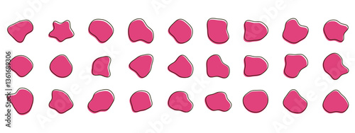 Organic colorful blob shapes. Round abstract organic shape collection. Pebble, drops and stone silhouettes. Random abstract liquid organic irregular blotch shapes.