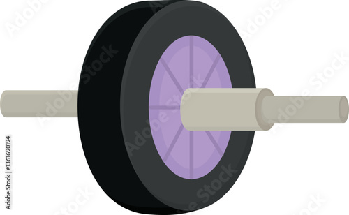Abdominal roller isolated on white background. Illustration with Ab wheel equipment for exercise