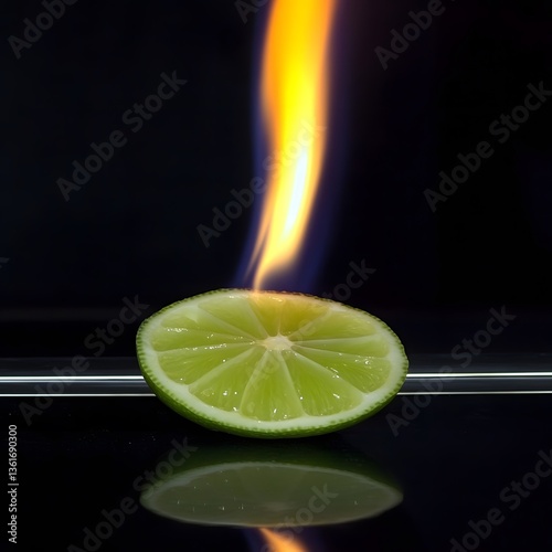 Flaming Lime Slice Abstract Photography