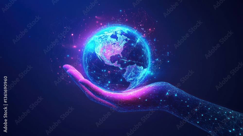 Hand Holding Earth, Abstract Digital Art, Global Awareness, Stock Photo Hand Holding Earth, Abstract Digital Art, Global Awareness, Stock Photo
