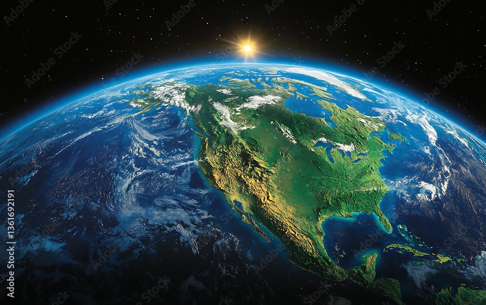 Obraz premium Earth, North America, Space, Sunrise