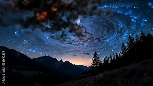 Majestic Milky Way Panoramic Transitioning to Spinning Galaxy and Meteor Shower