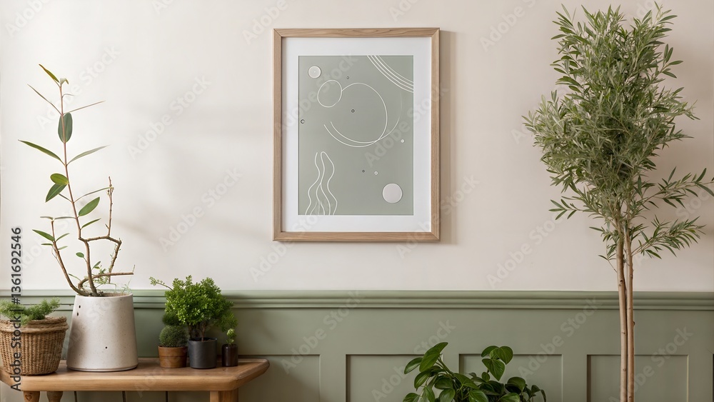 Mock up canvas picture wall artwork frame copy blank paste text Console table decoration Mock up canvas picture wall artwork frame copy blank paste text Console table decoration