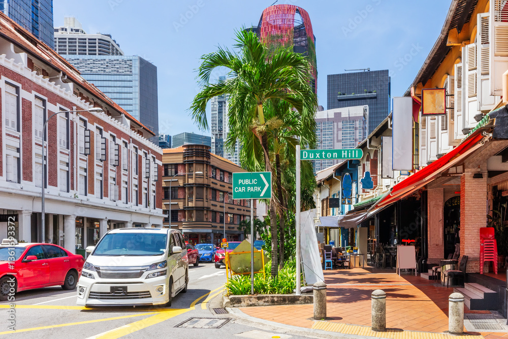 Old and new architecture on Tanjung Pagar Road, Singapore