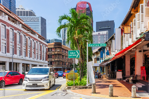 Obraz na płótnie Old and new architecture on Tanjung Pagar Road, Singapore w salonie
