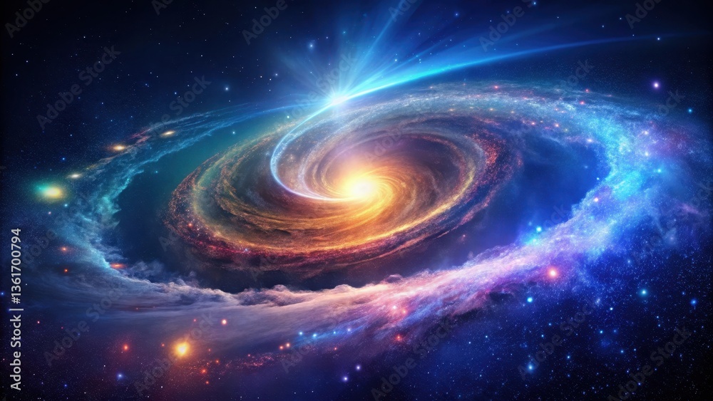 Cosmic Swirl A Celestial Tapestry of Radiant Nebulae and Glowing Stars in a Dynamic Spiral Galaxy Cosmic Swirl A Celestial Tapestry of Radiant Nebulae and Glowing Stars in a Dynamic Spiral Galaxy