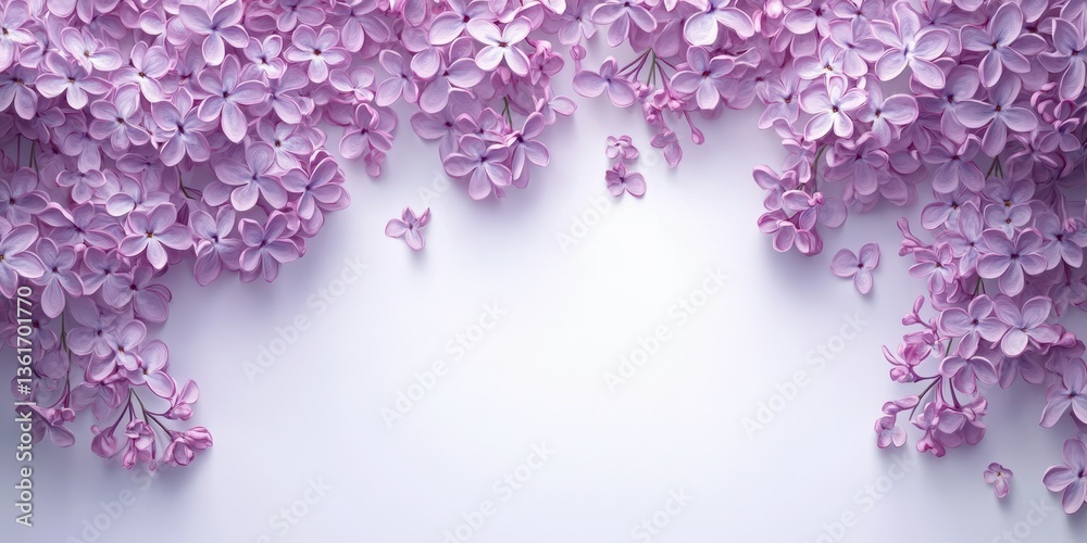 Delicate lilac flowers create a serene backdrop in soft pastel tones, perfect for spring decorations or invitations Delicate lilac flowers create a serene backdrop in soft pastel tones, perfect for spring decorations or invitations