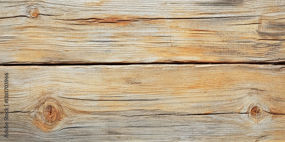 Naklejka premium Weathered wood reveals a rich tapestry of grain, cracks, and texture. A beautiful study in light and dark browns