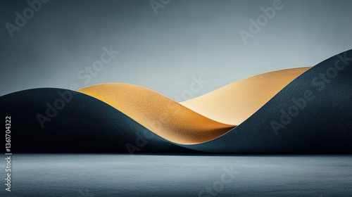 Abstract background with gold and dark blue curved shapes