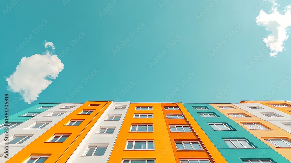 Fototapeta premium Vibrant Apartment Building Under a Sunny Sky AI Generated