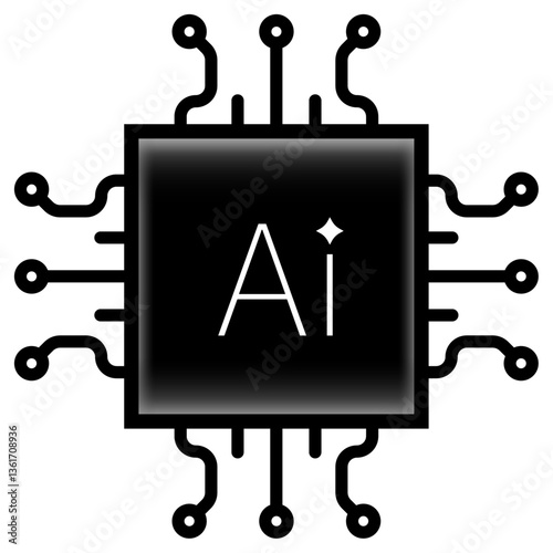 Artificial intelligence AI processor setting vector icon web site, logo, social media. vector