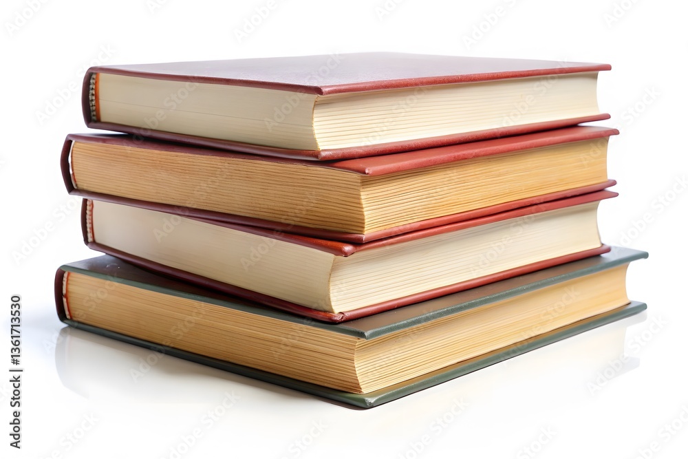 Stack of Hardcover Books on White Background Stack of Hardcover Books on White Background