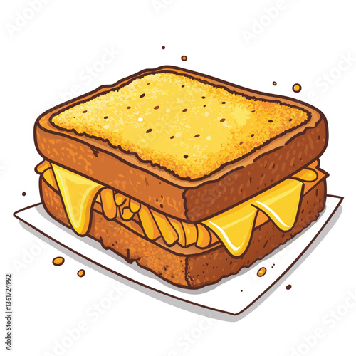 Create a bold vector illustration of a crispy, deep-fried breaded food item, emphasizing texture and golden-brown color.  Use strong lines and impactful shapes.