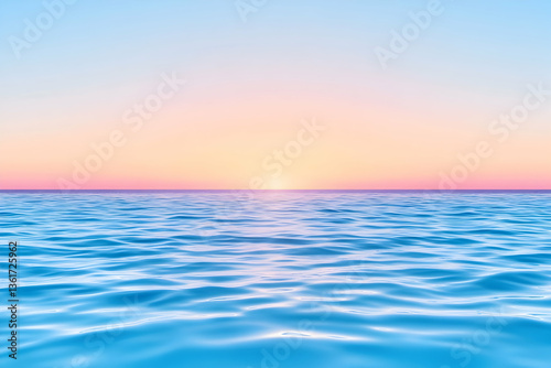 Serene ocean sunset with pastel sky and calm waters