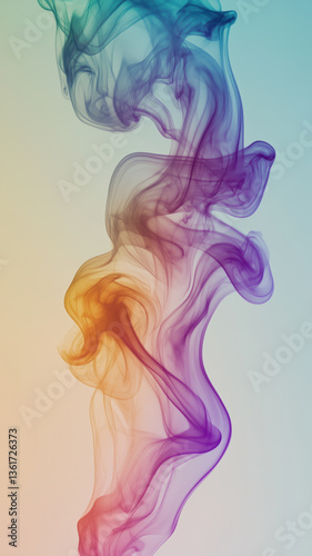 Wallpaper Mural Wispy colorful smoke trail in purple, orange, and teal tones against a soft pastel background, ideal for abstract phone wallpapers.

 Torontodigital.ca