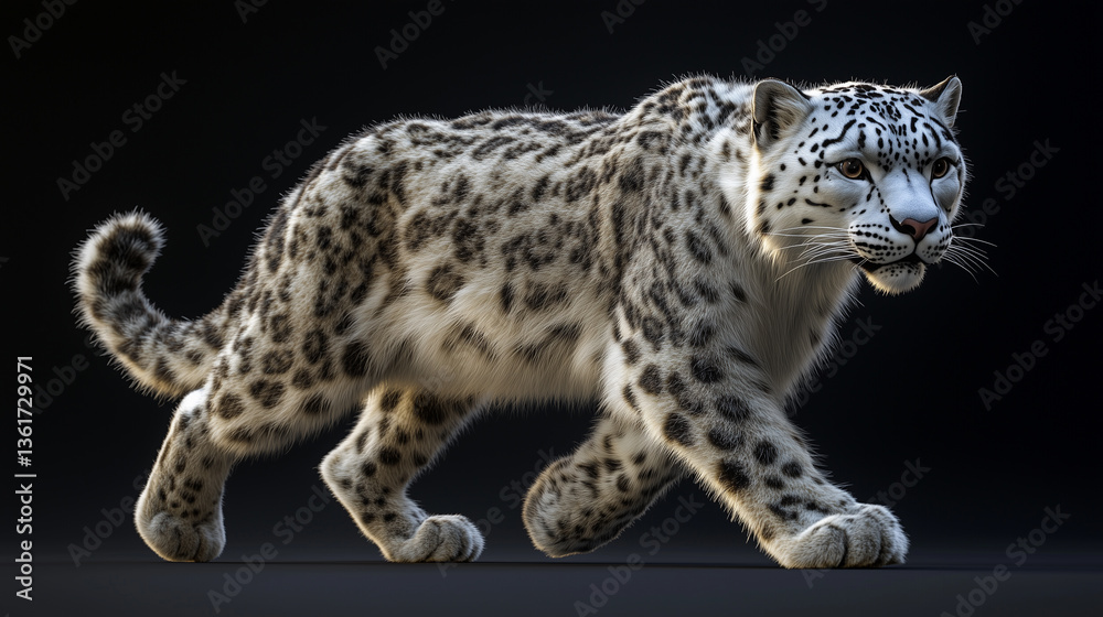 Fototapeta premium The regal posture of the snow leopard, the snow leopard in royal glory, the majestic presence of the snow leopard, the snow leopard sitting in royal aura, the regal posture of the snow leopard
