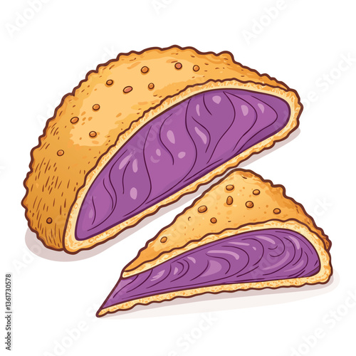 Create a bold, vector illustration of a crunchy, deep-fried taquito, emphasizing texture and golden-brown color.  Focus on strong lines and vibrant color.