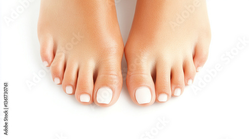 Woman legs barefoot illustration. legs Young, sporty and fit girl in Isolated background. Fitness, Spa Concept.A girl in bare feet.Clean legs on a white background. Manicure and pedicure.