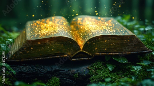 A vibrant, open book, its pages adorned with intricate, colorful patterns, hummed with an enchanting melody. A magical realm lay hidden within its pages. 
