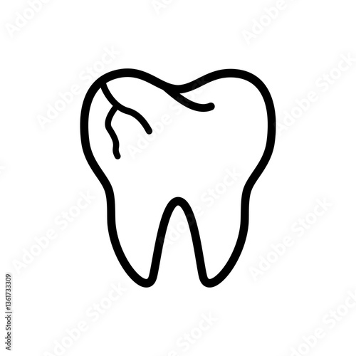 Cracked tooth icon flat vector illustration design.