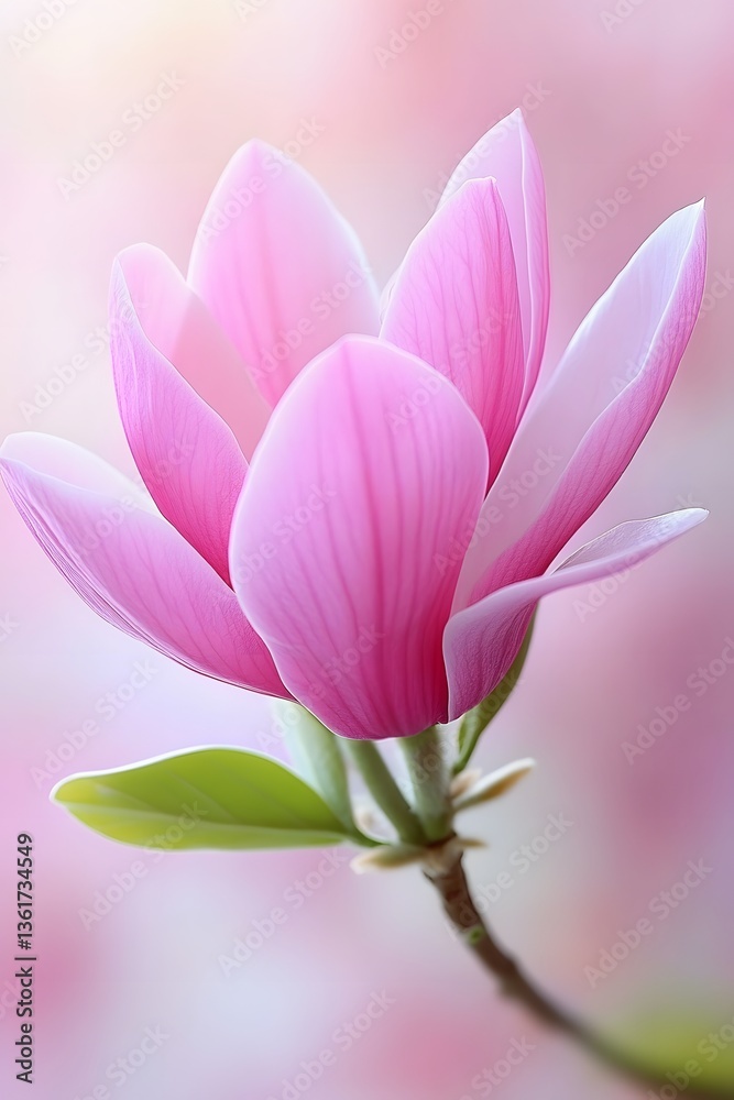 Fototapeta premium Stunning Pink Magnolia Blossom Close Up Macro Photography