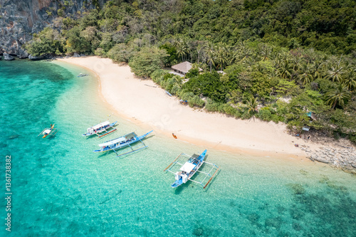 Background of tropical islands and beaches in Palawan, Philippines