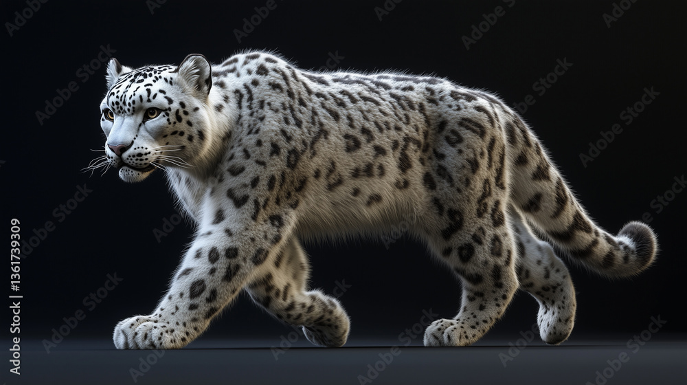 Obraz premium The regal posture of the snow leopard, the snow leopard in royal glory, the majestic presence of the snow leopard, the snow leopard sitting in royal aura, the regal posture of the snow leopard