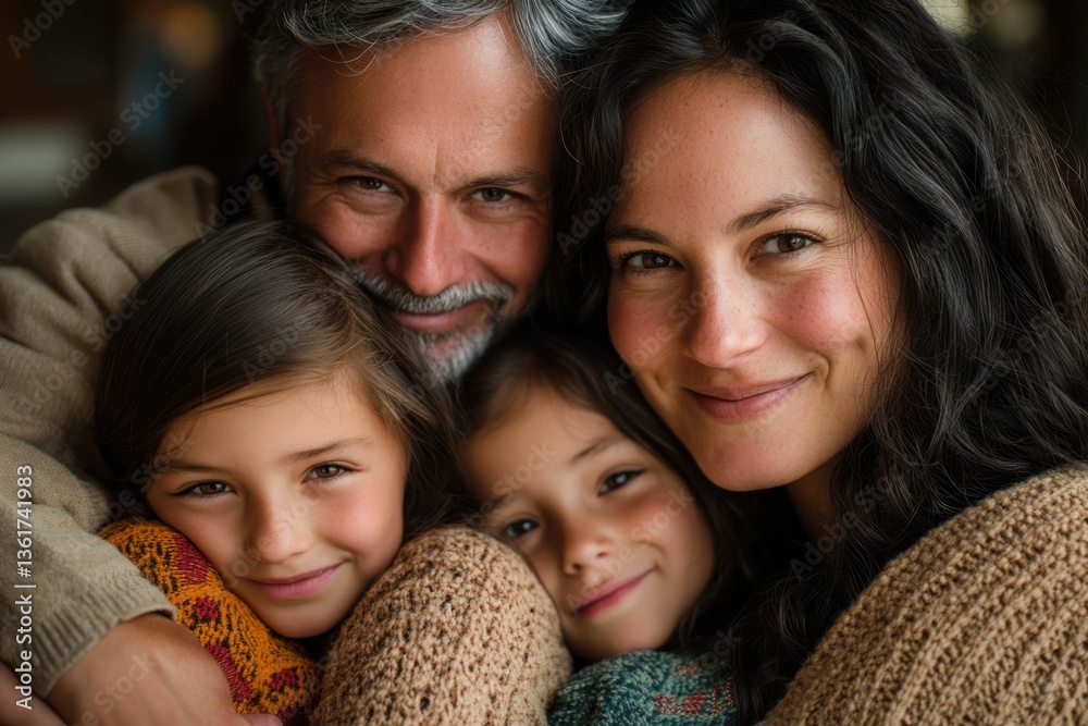 Obraz premium Children and father embracing, radiating warmth, unity, and emotional connection.