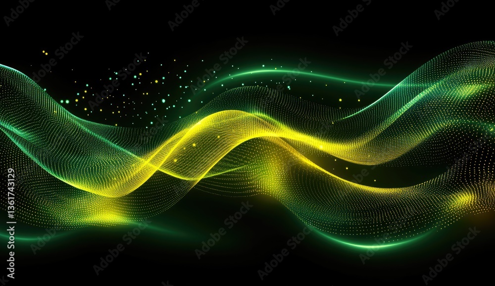 Abstract dynamic wave design with shimmering particles Abstract dynamic wave design with shimmering particles
