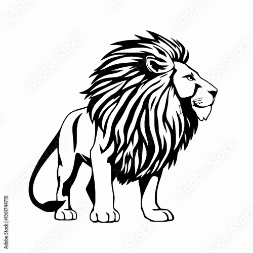 Obraz na płótnie Majestic Lion Illustration: A Powerful and Elegant Vector Graphic in Black and White. w salonie