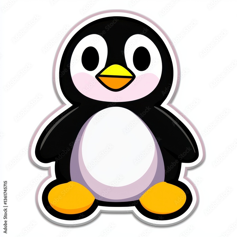Obraz premium Adorable Cartoon Penguin Illustration Pixel Art Style