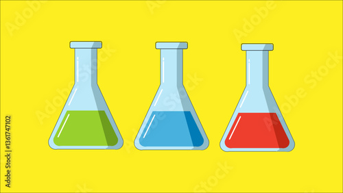 laboratory glassware with colorful liquid