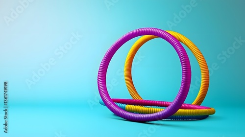 Wallpaper Mural Brightly colored hula hoops on a vibrant blue background with copy space for text and creative ideas Torontodigital.ca