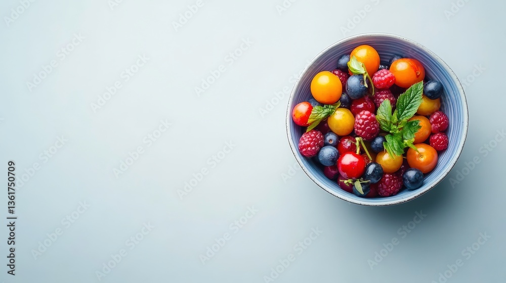 Vibrant Berries in a Bowl on a Light Background