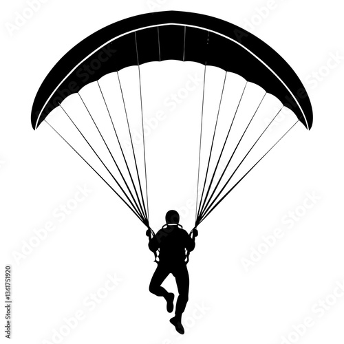 paraglider silhouette on black