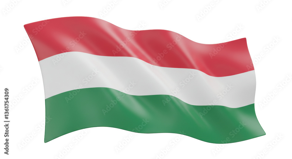Obraz premium Isolated Waving Flag of Hungary