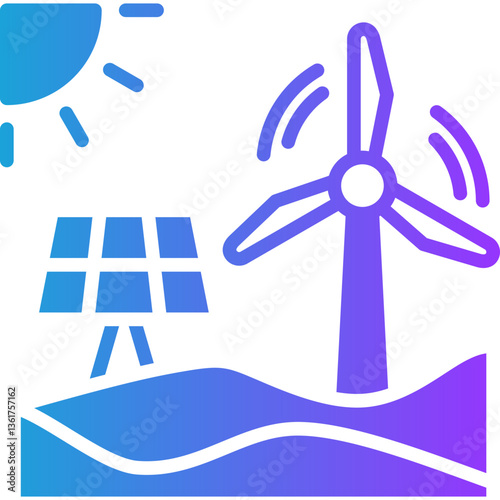 Renewable Energy glyph gradient icon