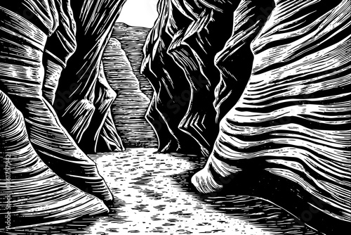 black and white antelope canyon in arizona vector
