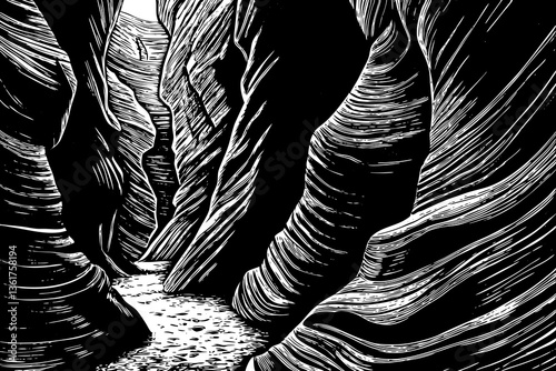 black and white antelope canyon in arizona vector
