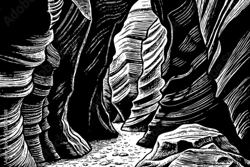 black and white antelope canyon in arizona vector