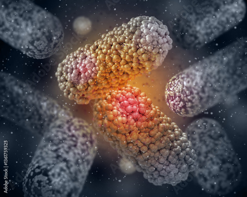 Medical conceptual background, antibiotic resistance when dangerous pathogenic bacteria become resistant to antibiotics and antimicrobial drugs, 3d rendering