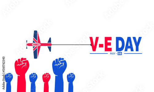 Victory in Europe Day,V-E DAY celebrate in  8 May. Holiday concept. perfect for  blue Background Template, placard, Banners, Cards, Posters design template
