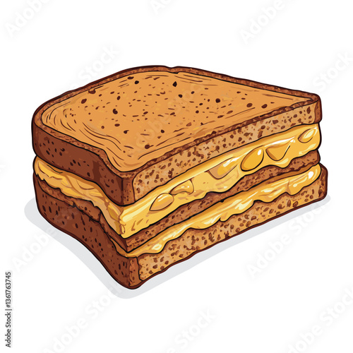 Create a bold, vector illustration of a golden-brown, deep-fried pea, emphasizing texture and crispness with thick, impactful outlines.