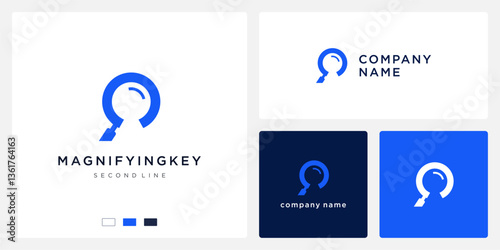 Magnifying key logo design template