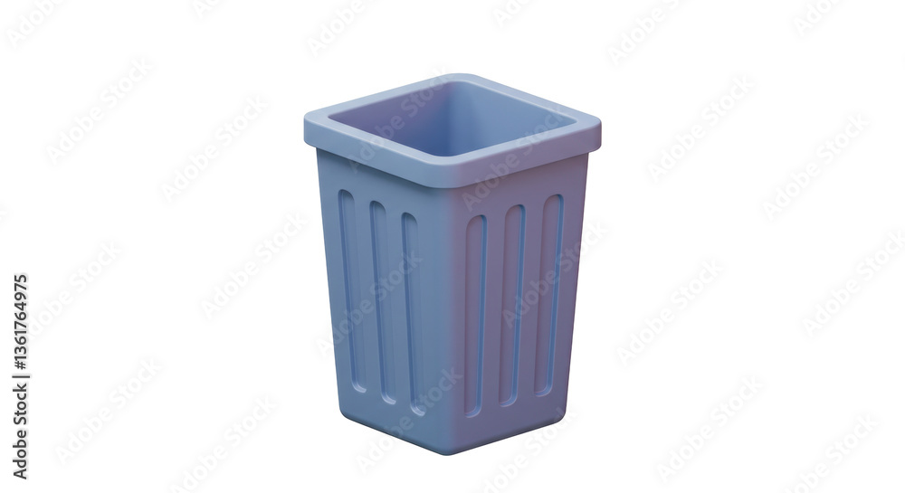 Isolated Blue Trash Bin with Slatted Design Isolated Blue Trash Bin with Slatted Design