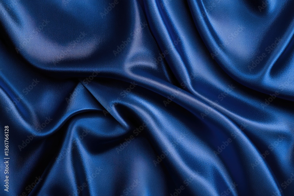 Obraz premium Deep blue satin fabric drapes in elegant folds