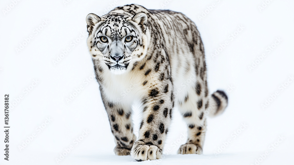 Obraz premium The snow leopard is like a calm king, the royal calm of the snow leopard, the rest of the snow leopard in a royal aura, the silence of the snow leopard in royal dignity, the royalty of the leopard